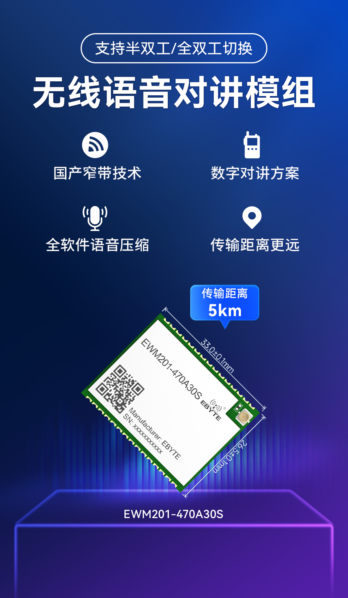 EWM201-470A20S 無(wú)線音頻對(duì)講模塊詳情 (1)